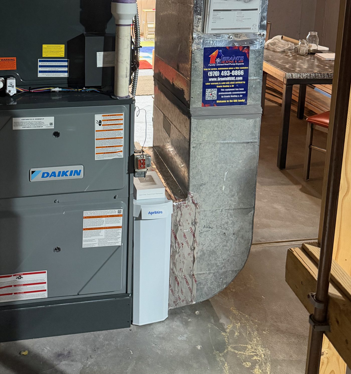 AprilAire media air cleaner on a Daikin furnace