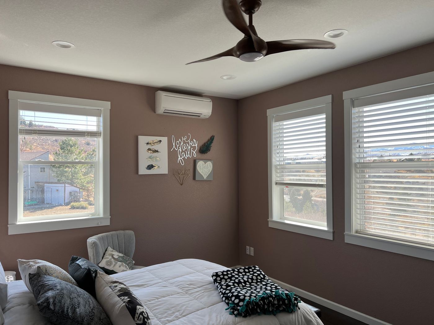 Mini-split heat pump in a Northern Colorado bedroom